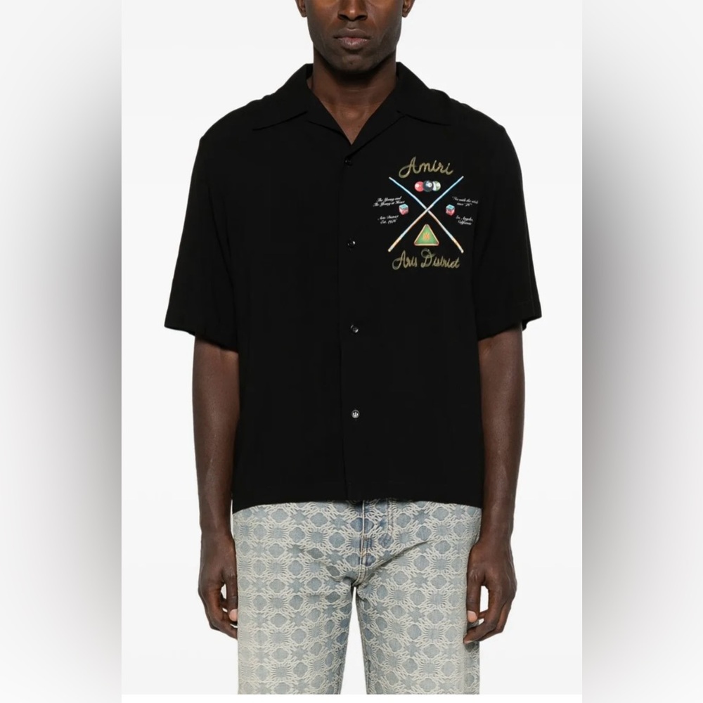 Amiri Black Embroidered Button-Up Shirt